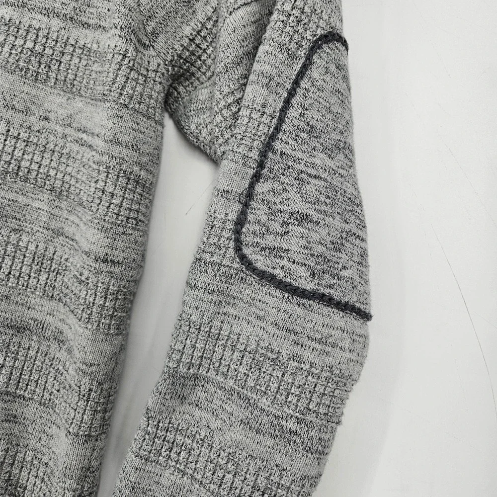 Carbon 2 Cobalt‎ Sweater Mens XL Gray Elbow Patch Textured V Neck Casual